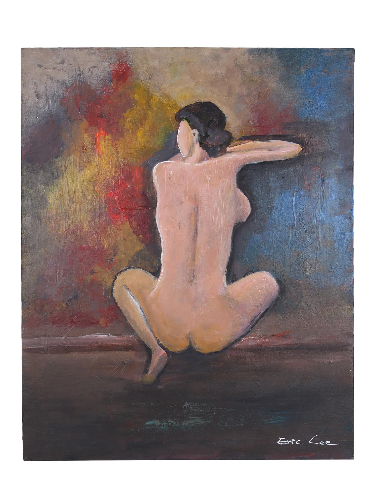 OIL PAINTING NUDE FEMALE PORTRAIT SIGNED ERIC LEE PIC-0